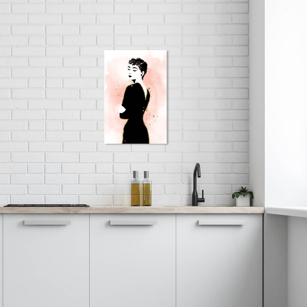 Wynwood Studio Fashion and Glam Iconic Silhouette Black and Light Pink Modern & Contemporary Wall Art Canvas Print