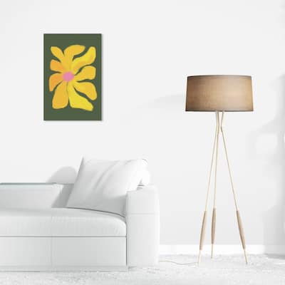 Wynwood Studio Canvas Floral and Botanical La Flor Yellow and Army Green Modern & Contemporary Wall Art Canvas Print