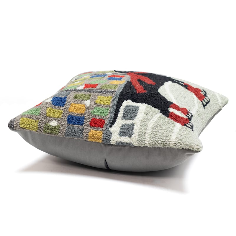 Liora Manne Frontporch Holiday Ice Dog Indoor/Outdoor Pillow Red 18" Square
