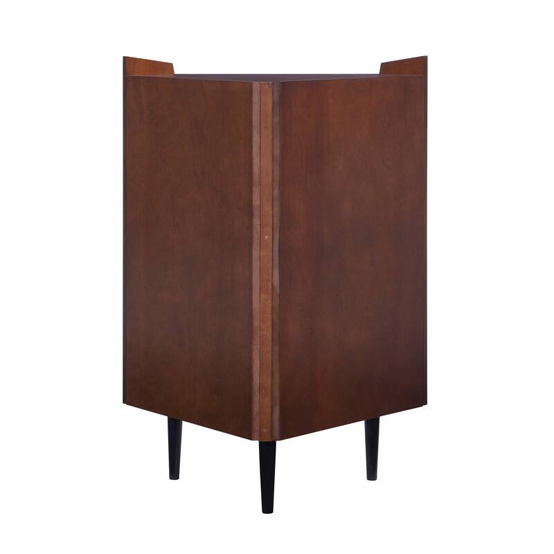 HomeRoots Cosmo Brown and Black Corner Bar Cabinet
