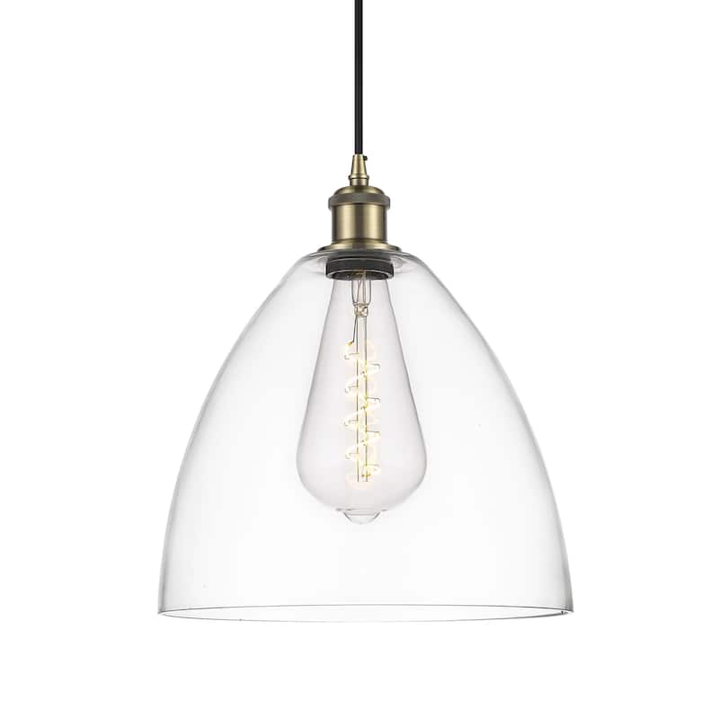 Innovations Lighting 516-1P-15-12 Bristol Pendant Bristol Glass 12" - Antique Brass / Clear