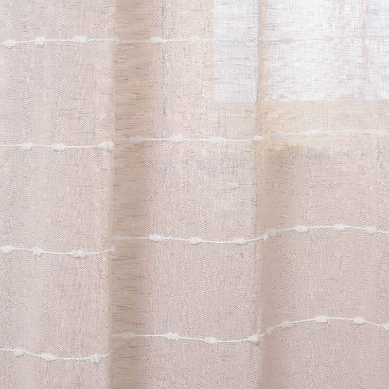 Lush Decor Farmhouse Textured Grommet Sheer Window Curtain Panel Pair
