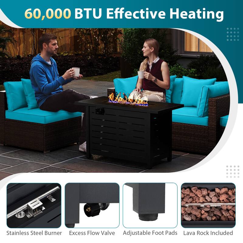 Gymax Set of 5 Patio Furniture Set Heavy-duty Frame Rattan Sofa Set w/