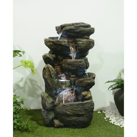 Multi Level Rock Fountain With LED Lights