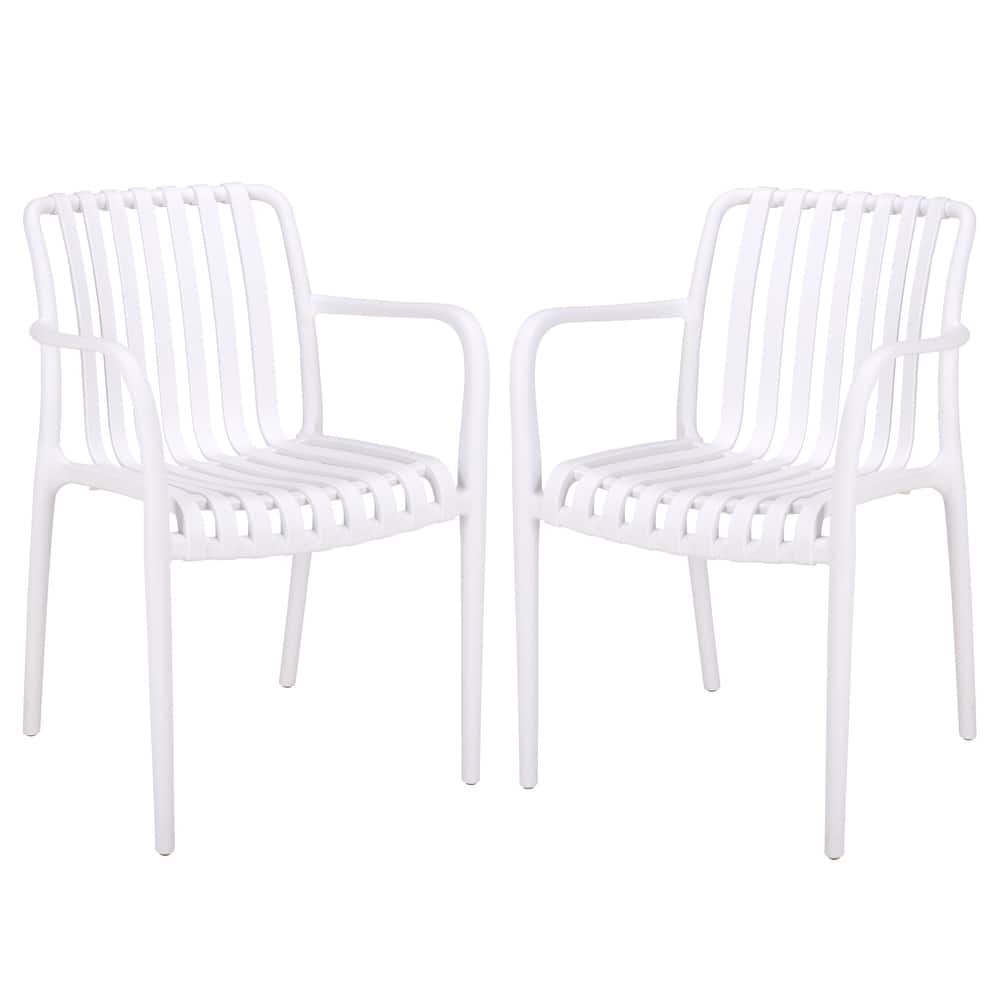 SAFAVIEH Outdoor Living Holly Stacking Dining Armchair (Set of 2) - 22"W x 22"D x 32"H