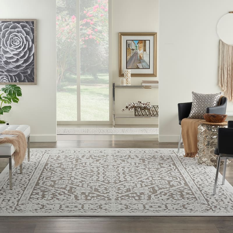 Nourison Calobra Transitional Persian Floral Indoor Outdoor Area Rug