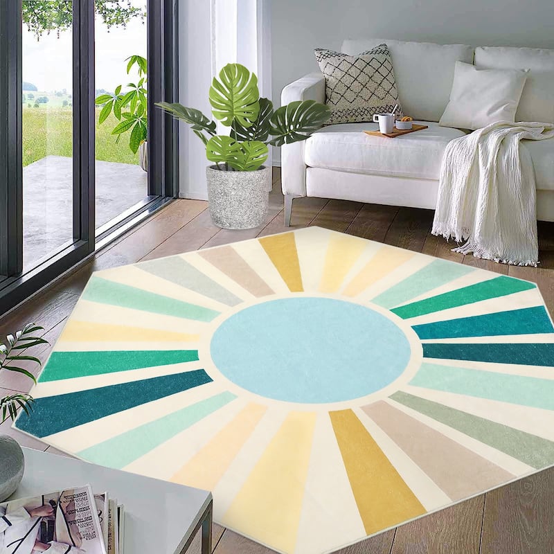 Garvee Rainbow Sol Kids Area Rug