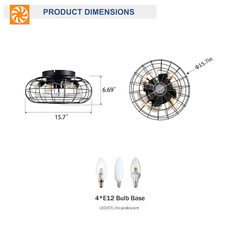 Mounting Type Solid Wood Ceiling Fan With Light Kit Dimmable LED