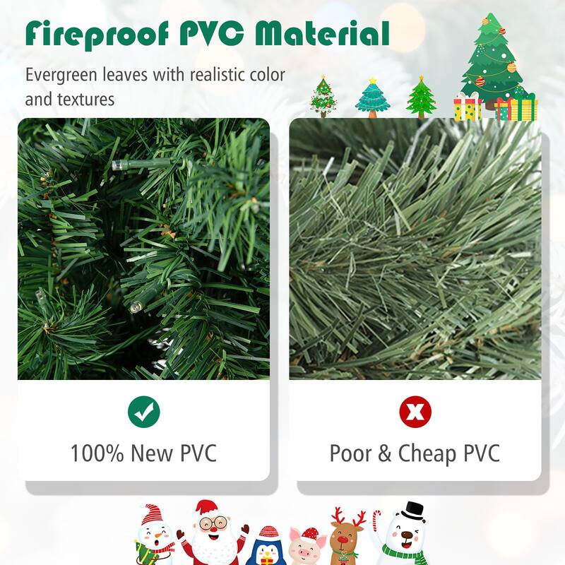 Gymax 7FT Pre-Lit Hinged Artificial Christmas Tree Decor Tree 3-Minute