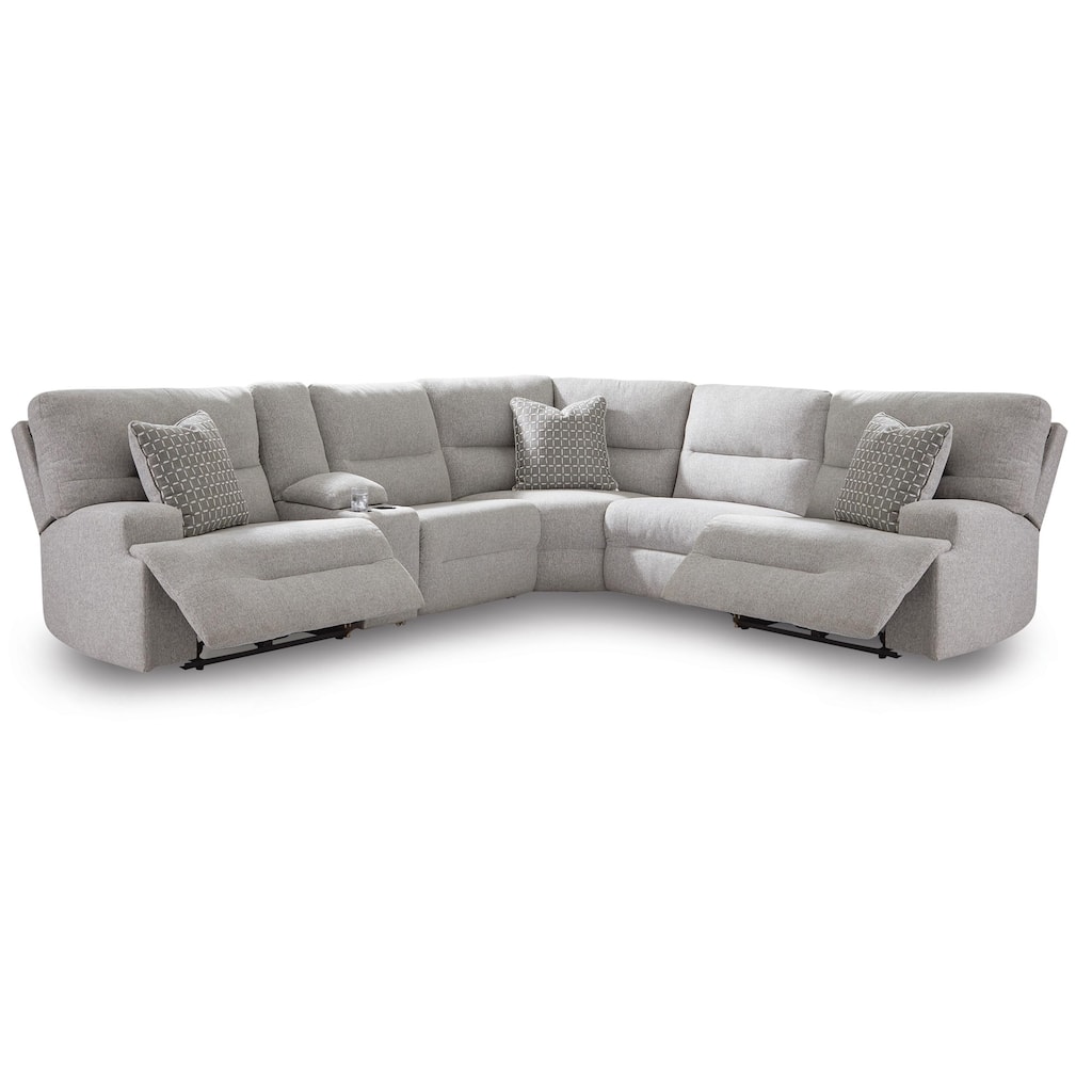 Signature Design by Ashley Acklen Place Light Gray 6-Piece Power Reclining Sectional - 135"W x 122"D x 42"H