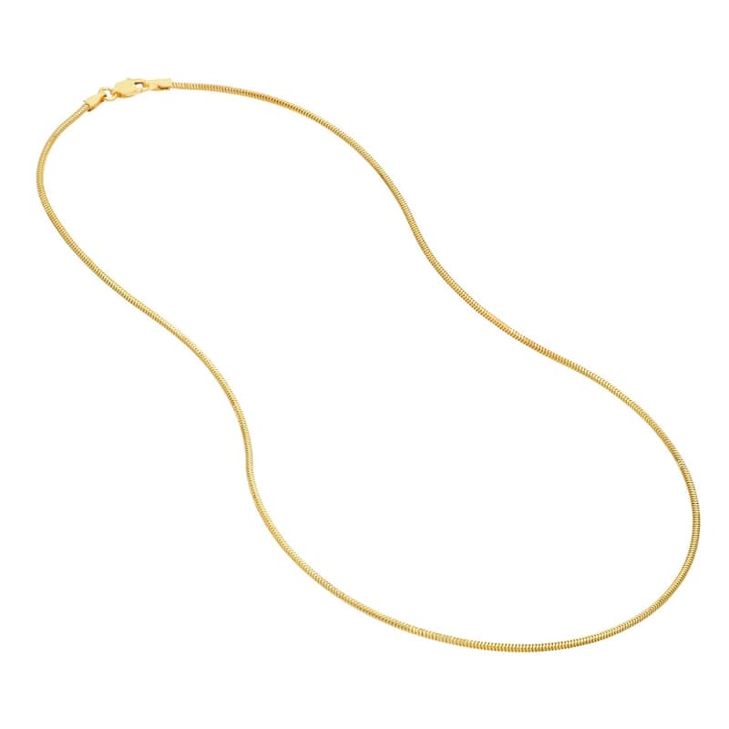 Curata 10k Yellow Gold 1.4mm Lite Snake Chain Necklace (Lobster)