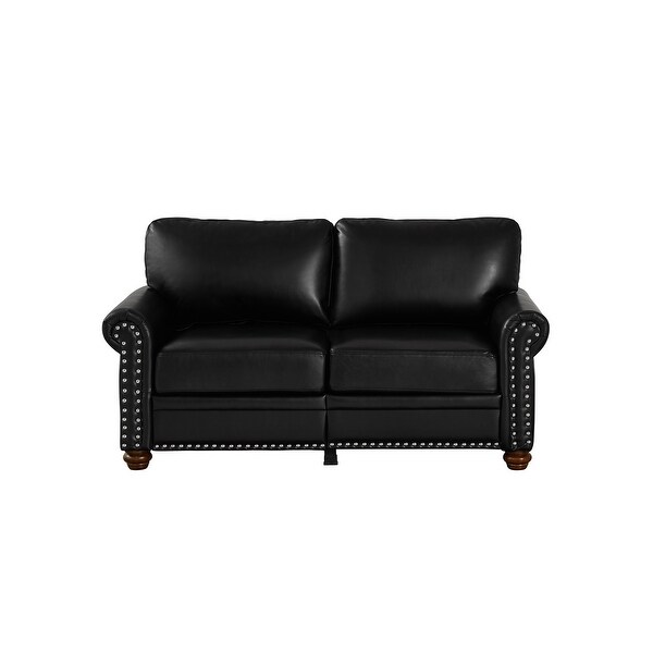 PU Leather Loveseat, Classic 2-Seater Sofa with Storage
