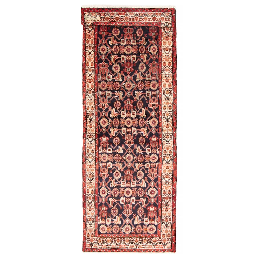 ECARPETGALLERY Hand-knotted Andelz Navy Wool Rug - 3'4 x 9'6