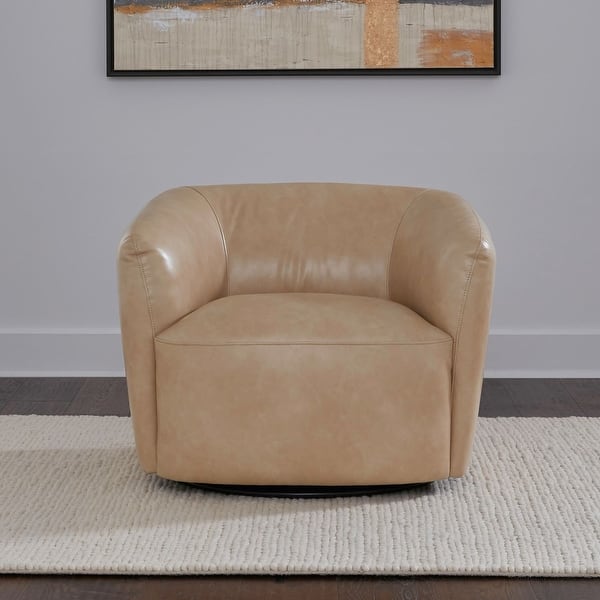 slide 2 of 11, Liberty Furniture Donovan Leather Upholstered Swivel Accent Chair - Tan - Width 36" x Depth 33" x Height 28" Width 36" x Depth 33" x Height 28"