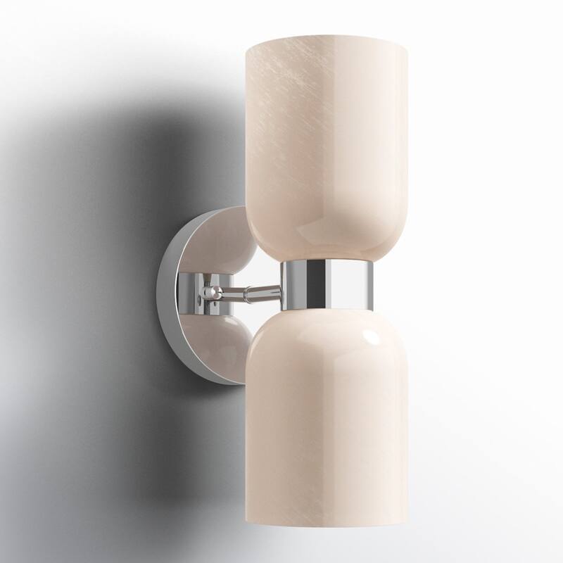 Shuman 2-light Mid-century Modern White Gold Wall Sconce with UL - Polished Chrome/(CHCA)