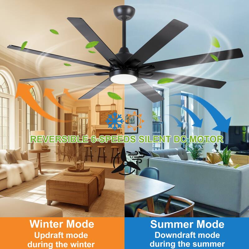 YUHAO 72 Inch Windmill Antique Black Industrial Wooden Large Ceiling Fans With LED Lights and Remote Control