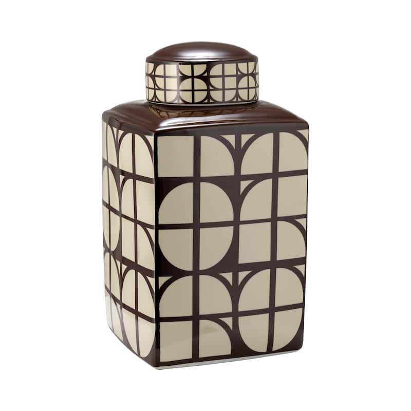Sagebrook Home Ceramic Square Jar with Lid