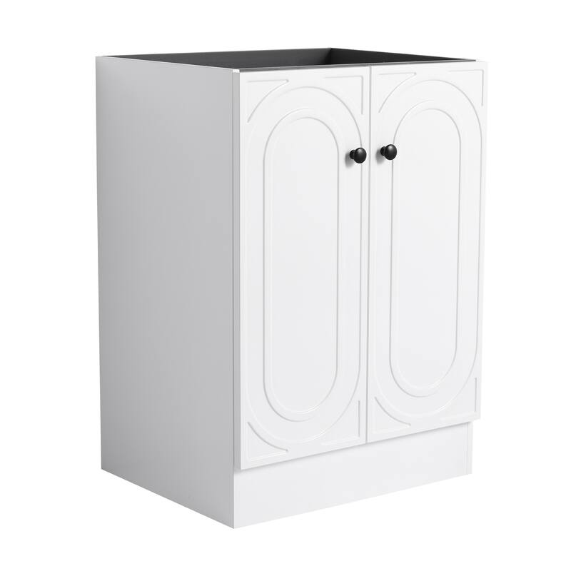 Modern 24 Inch Freestanding Bathroom Vanity Base without Sink, Storage Cabinet with Soft-Close Doors and Adjustable Shelves