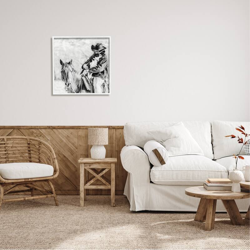 Stupell Cowboy Hugging Dog Framed Giclee Art Design by PBurchettePhoto