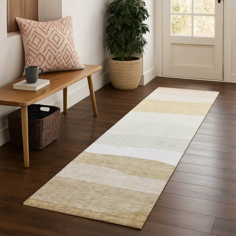 Premium Washable Super Soft Ombre Stripe Mayfield Rug - Wheat - 2'3" x 7'6"