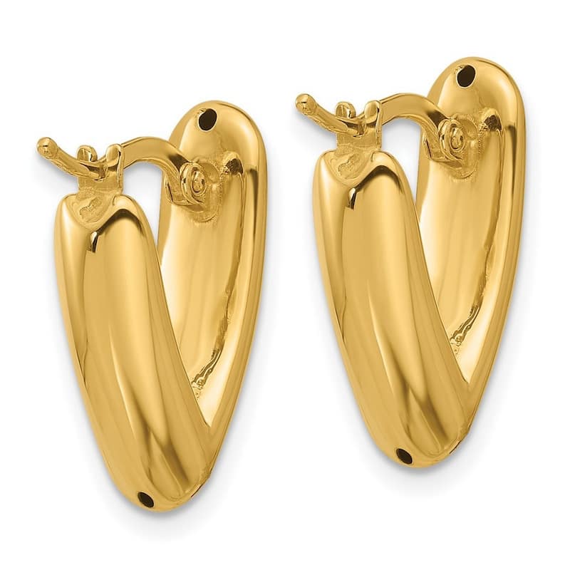 Curata 14k Yellow Gold Polished 22x13mm V Shape Hoop Earrings