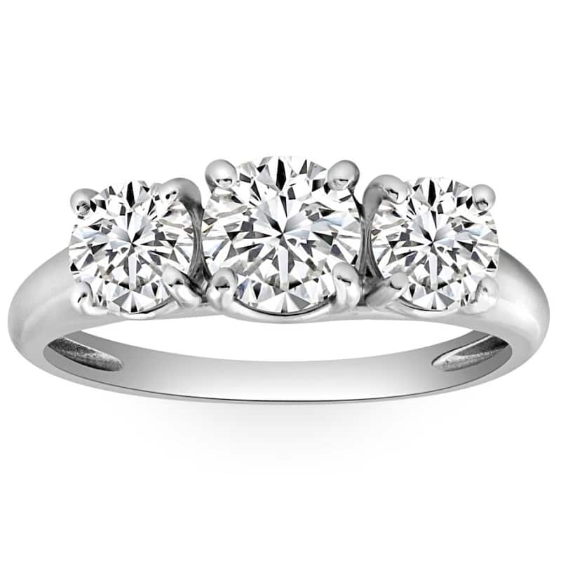 1 3/4 Ct Three Stone Diamond Engagement Ring White Gold Lab Grown