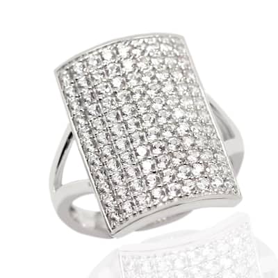 925 Sterling Silver White Natural Zircon 1.5 Round Ring For Women