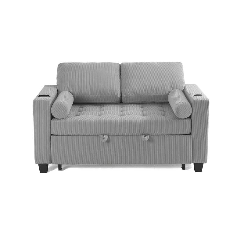 Corduroy Pull-Out Chair Bed Adjustable Recline Convertible Sleeper Sofa