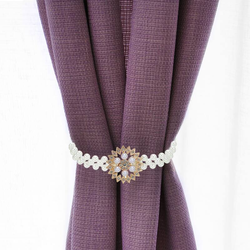 Curtain Tiebacks Ropes, 2pcs Snow-Flower Style Drape Tie Backs - Silver