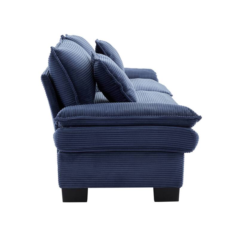 84 Inch Modern Style Sleeper Sofa, Corduroy Upholstered Sofa with Pillows,Deep Seat