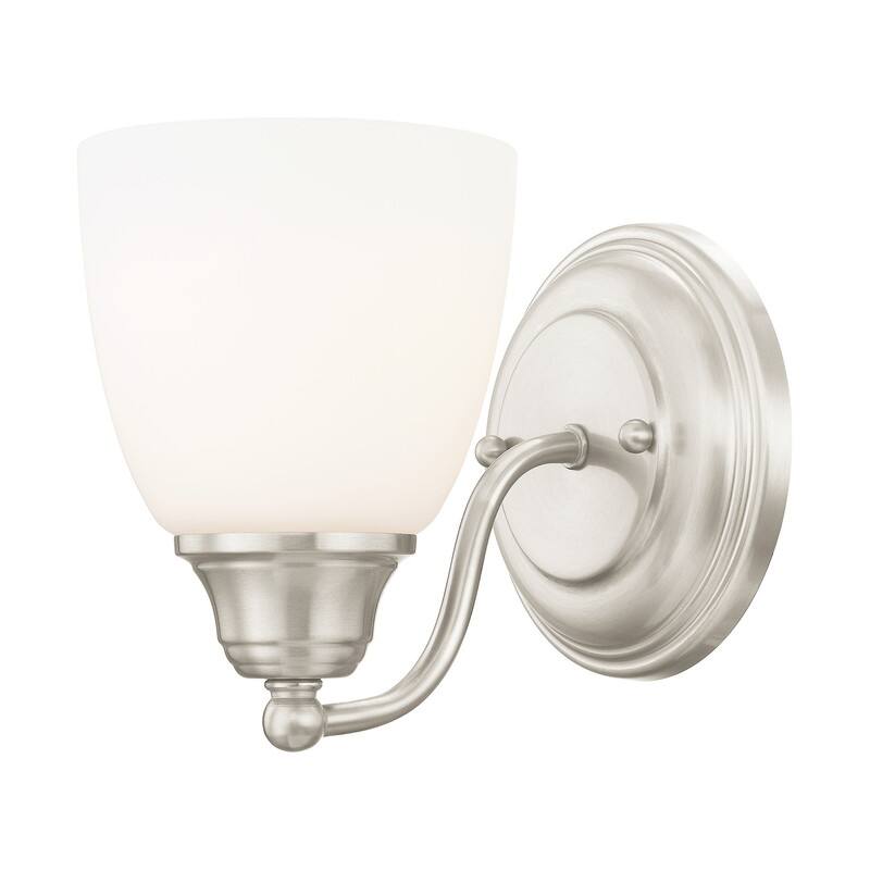 Livex Lighting 1-Light Brushed Nickel Wall Sconce, 13671-91 - 5.375" W 7" H 7.5" EXT