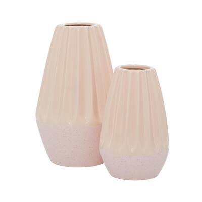 Ceramic Handmade Decorative Vase - Set of 2 Pink - Roche River Decor
