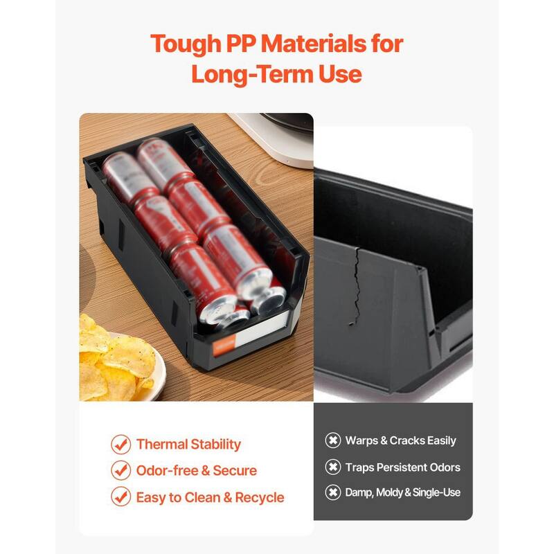 6-Pack Stackable Plastic Storage Bins with Label Stickers for Garage Kitchen or Craft Room - 14.8 x 8.5 x 7.1 in