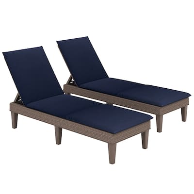 Gymax 2PCS Patio Lounge Chair Recliner Chair w/ 3-Position Adjustable