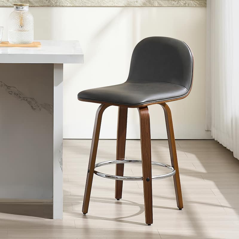 Upholstered Wood Swivel Bar Stools/ Counter Stool - Single - Grey - Bar Height