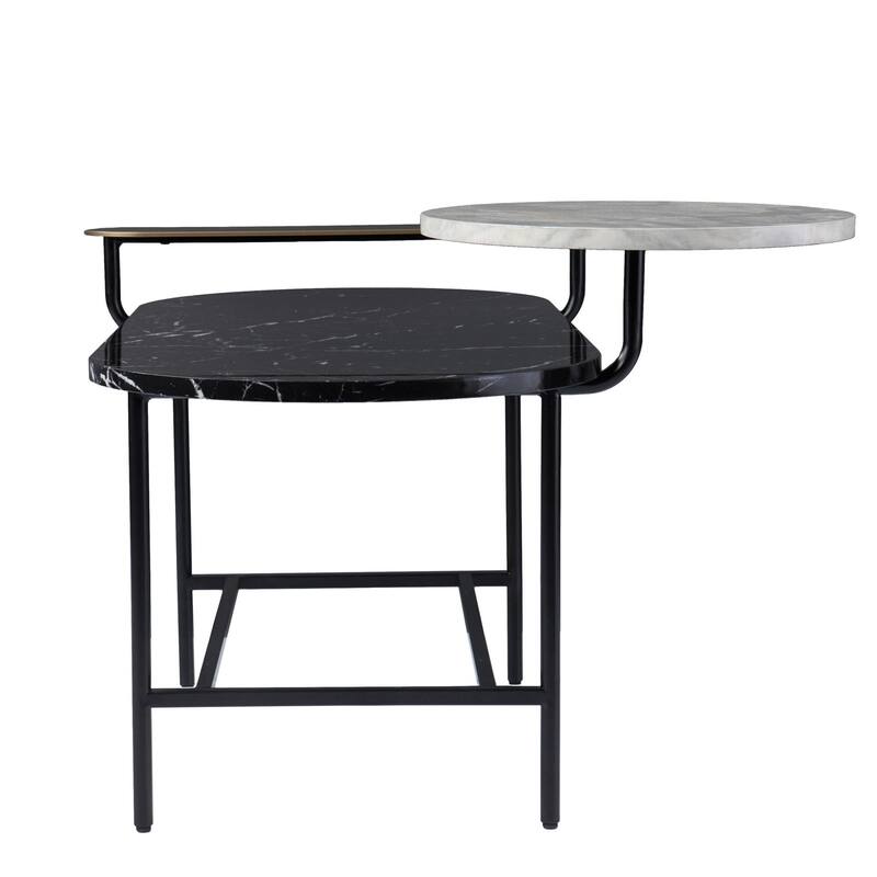 42" Black Manufactured Wood And Metal Free Form Coffee Table - 23" H x 42" W x 30" D
