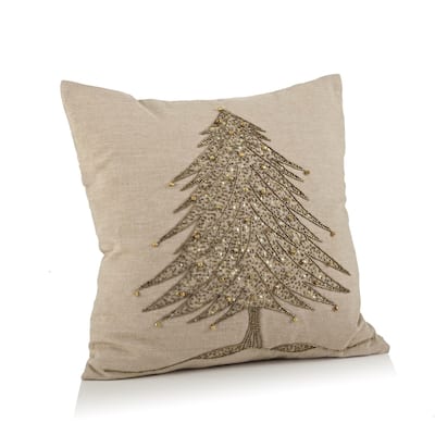 Beaded Xmas Tree Design Pillow