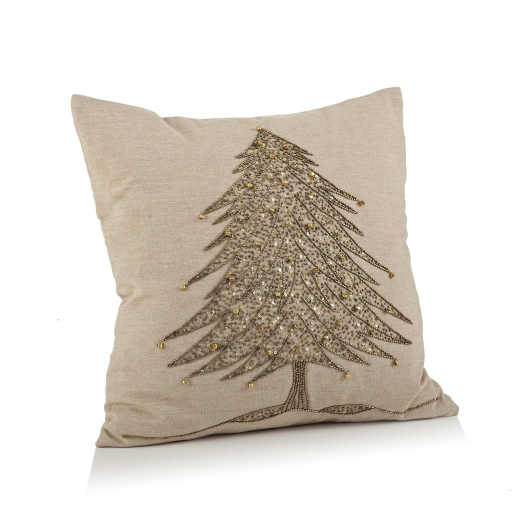 Beaded Xmas Tree Design Pillow