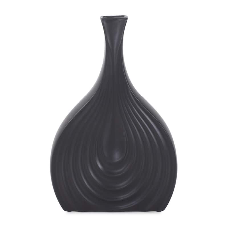 Allan Andrews Tapered Matte Black Ceramic Onion Vase Collection - 12"H