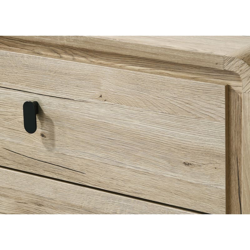 1pc Mid-century Natural Textures Warm, Wood-inspired Finish Ample Drawer Space Two Drawers Nightstand Storage Wooden Furniture