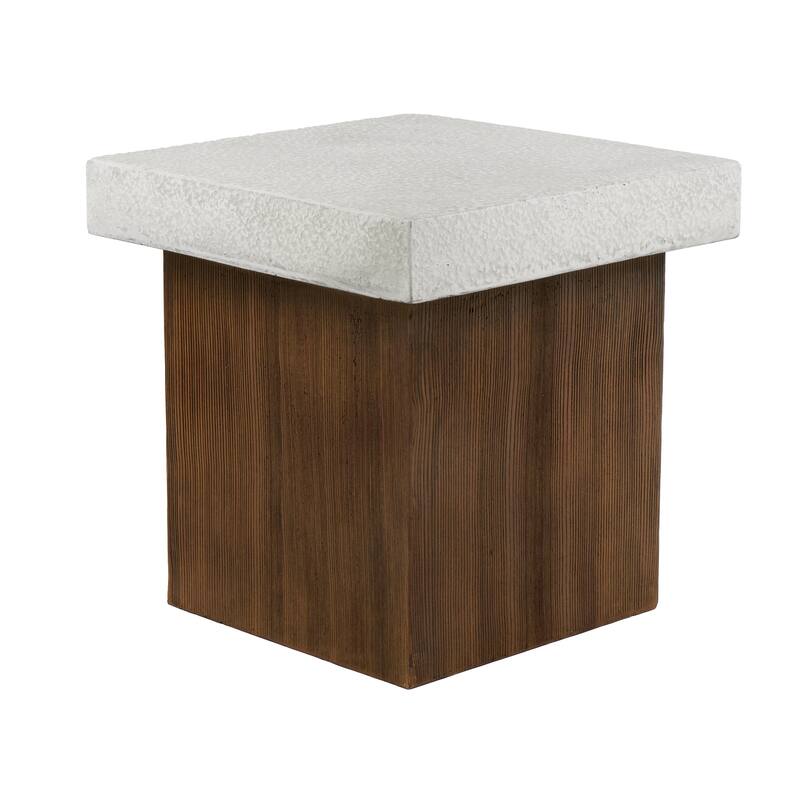19.25" Magnesium Oxide Side Table with Weather Resistance, No Assembly Required, and Indoor/Outdoor Use