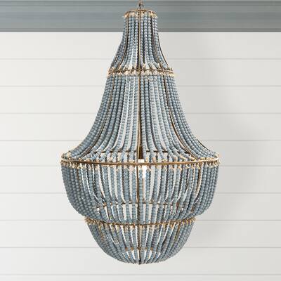 Draped Wood Bead Chandelier