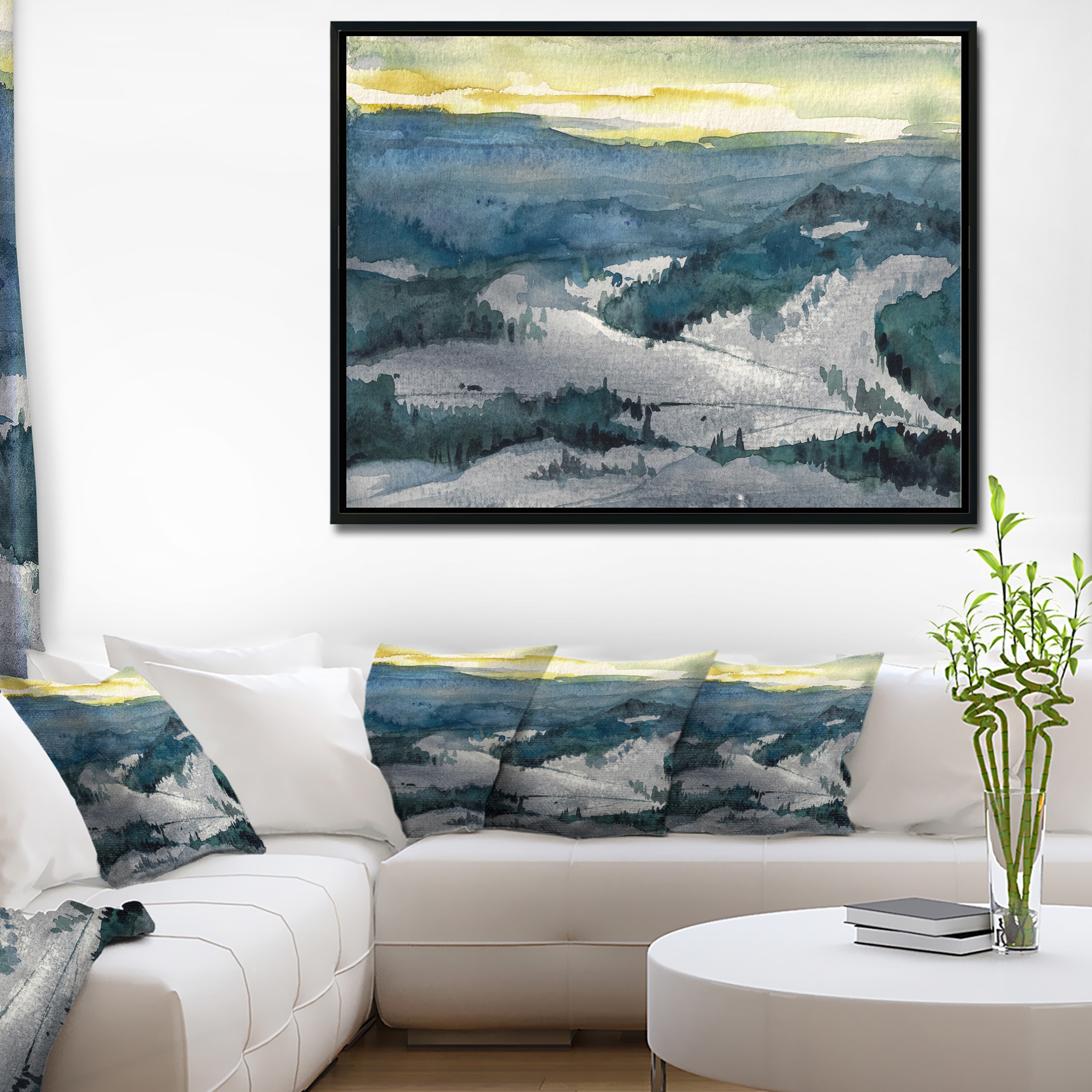 Shop Designart Dark Mountains Watercolor Landscape Painting