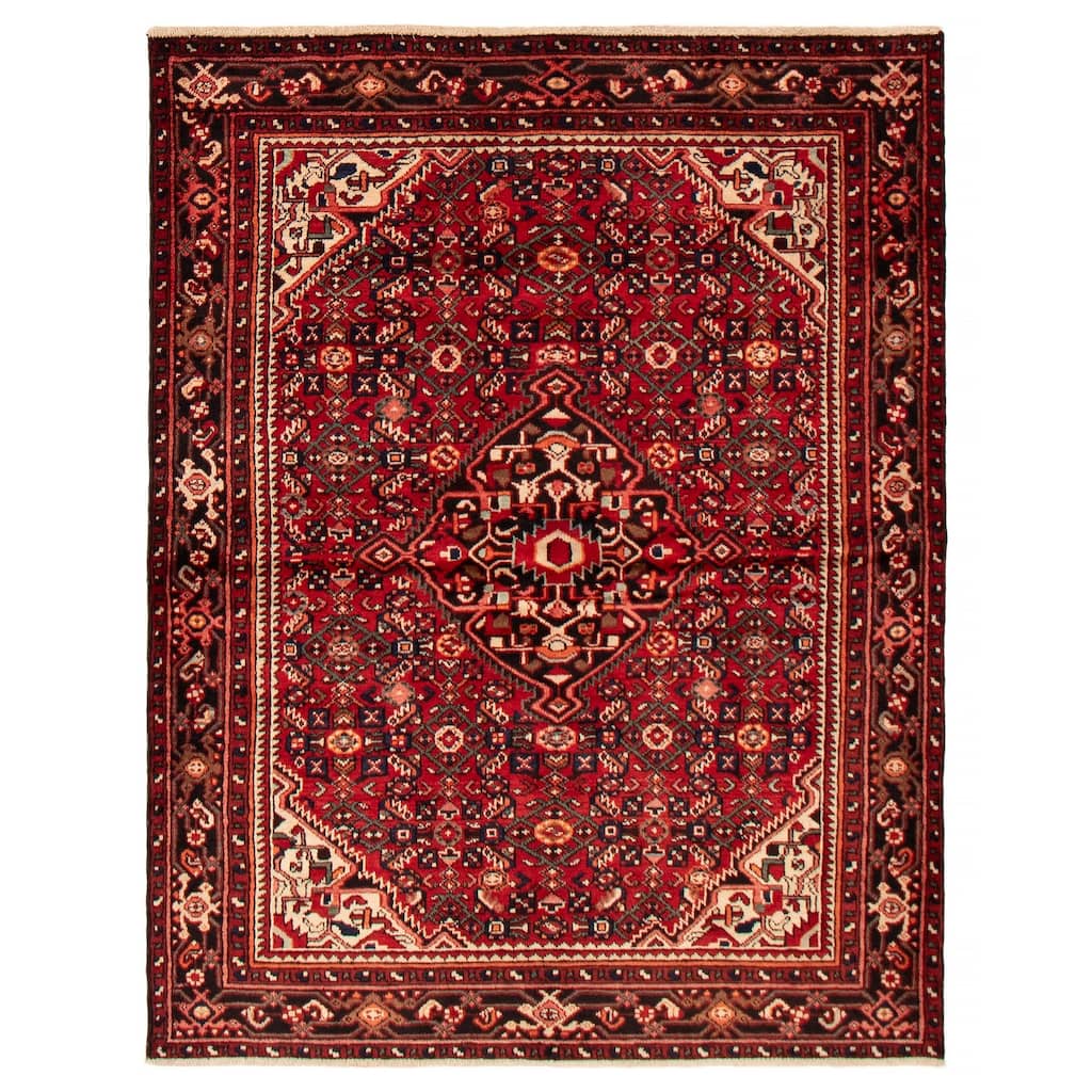 ECARPETGALLERY Hand-knotted Anatolian Vintage Red Wool Rug - 5'0 x 6'6