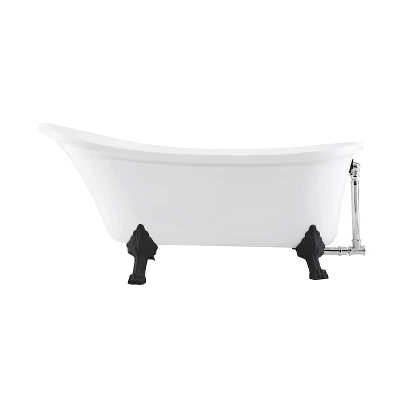 Caché Single Slipper, Clawfoot Soaking Acrylic Bathtub