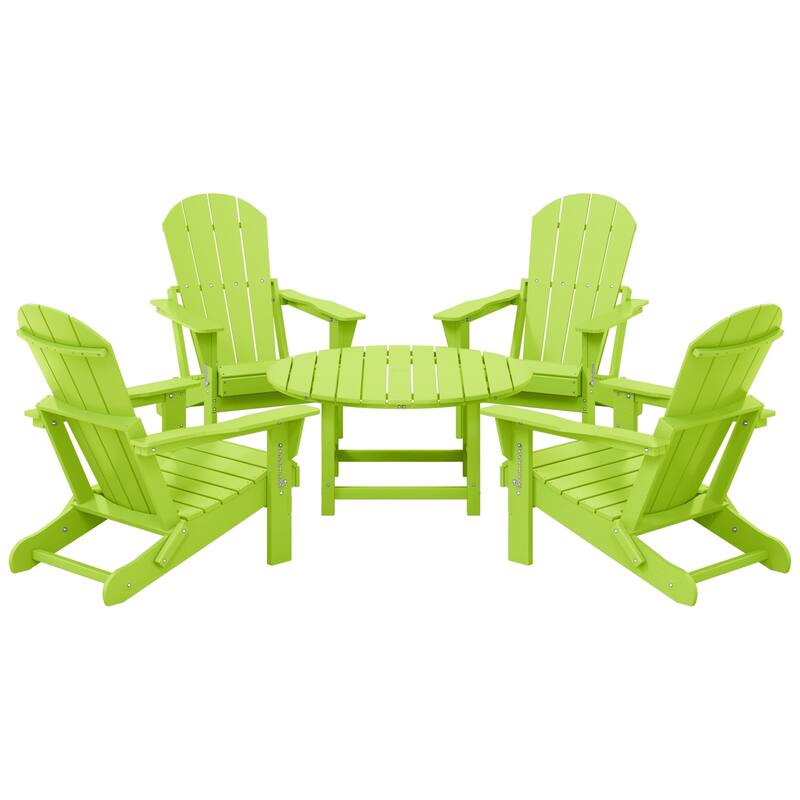 Laguna Outdoor 5-Piece Adirondack Chair With Round Coffee Table Conversation Set
