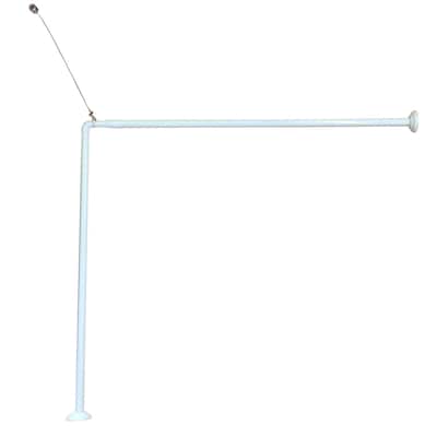Wall Mounted Adjustable L-Shaped Corner Bathtub Curtain Rod 37" to 71"L White