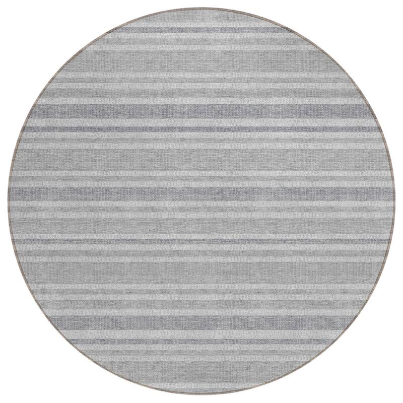 Machine Washable Indoor/ Outdoor Thin Cabana Stripe Chantille Rug