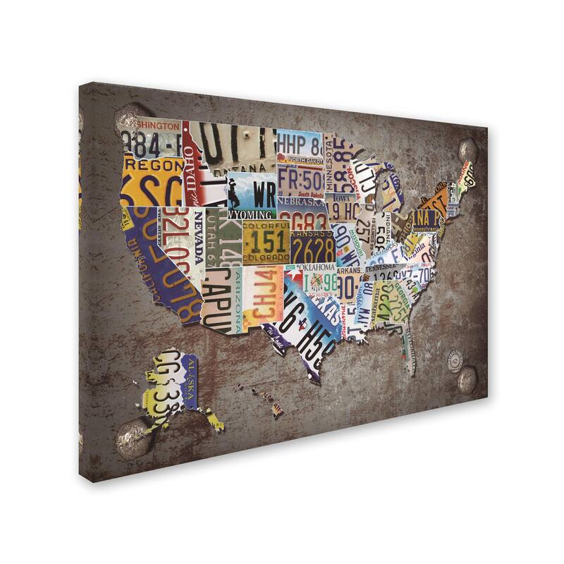 Masters Fine Art 'USA License Plate Map on Metal' Canvas Art