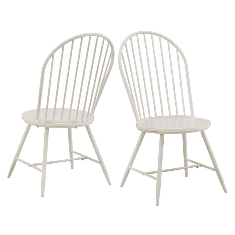 Truman Hoop High Back Windsor Metal Side Chair with Wood Seat (Set of 2) by iNSPIRE Q Modern - White